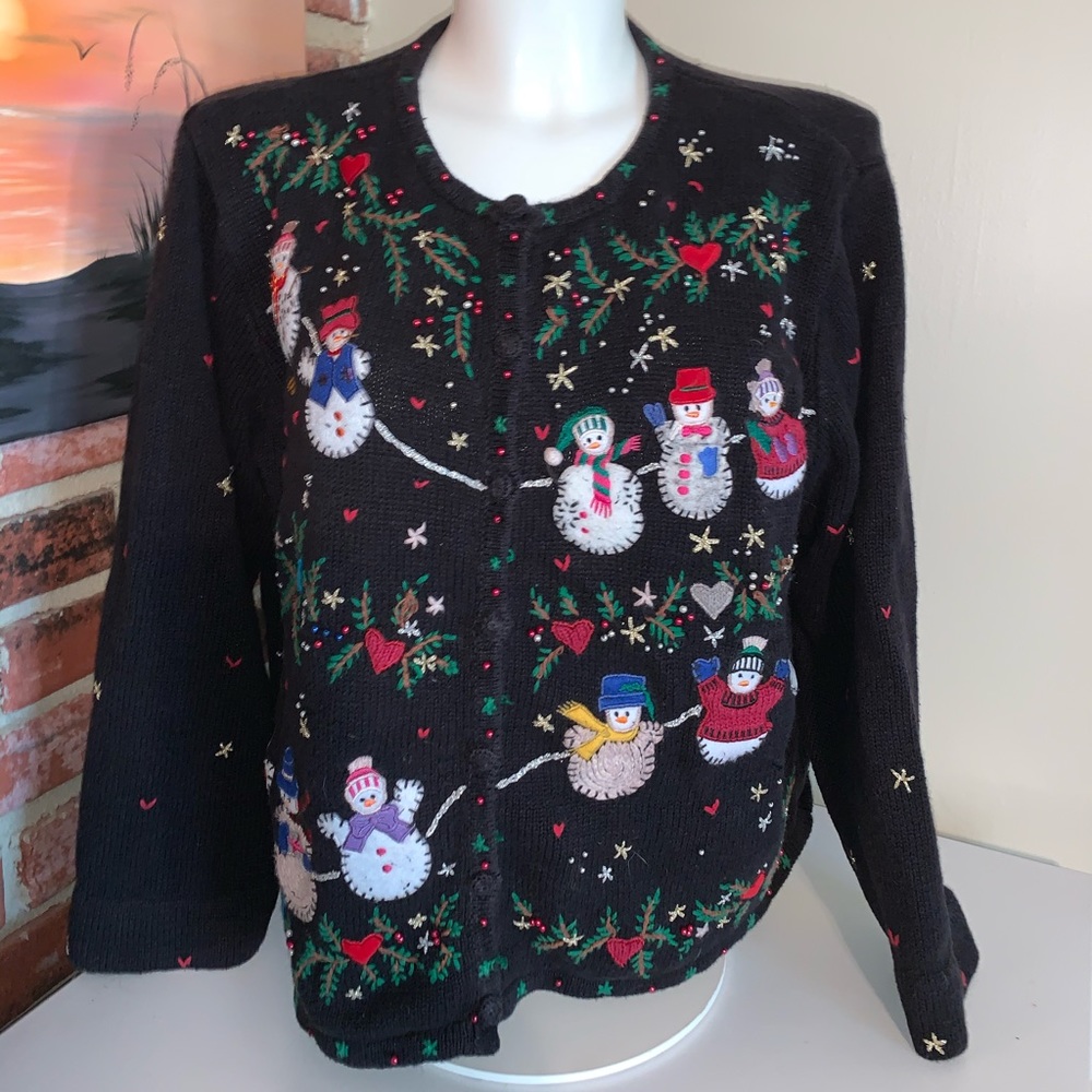 Ladies button down Christmas sweater